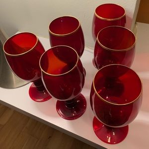 Set of 6 Ruby Glass Goblets